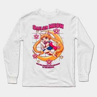 Magical meow kitty moon warrior Long Sleeve T-Shirt